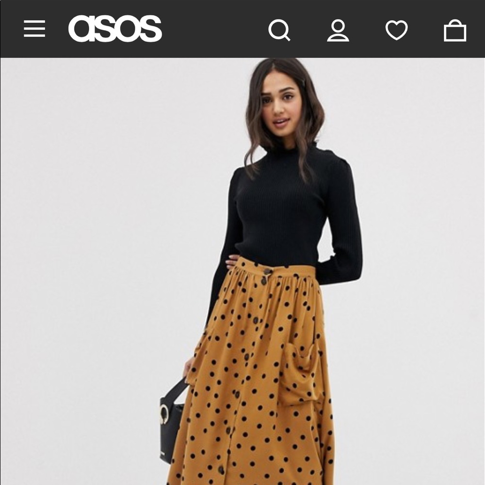 ASOS Polka Dot Button Front Skirt